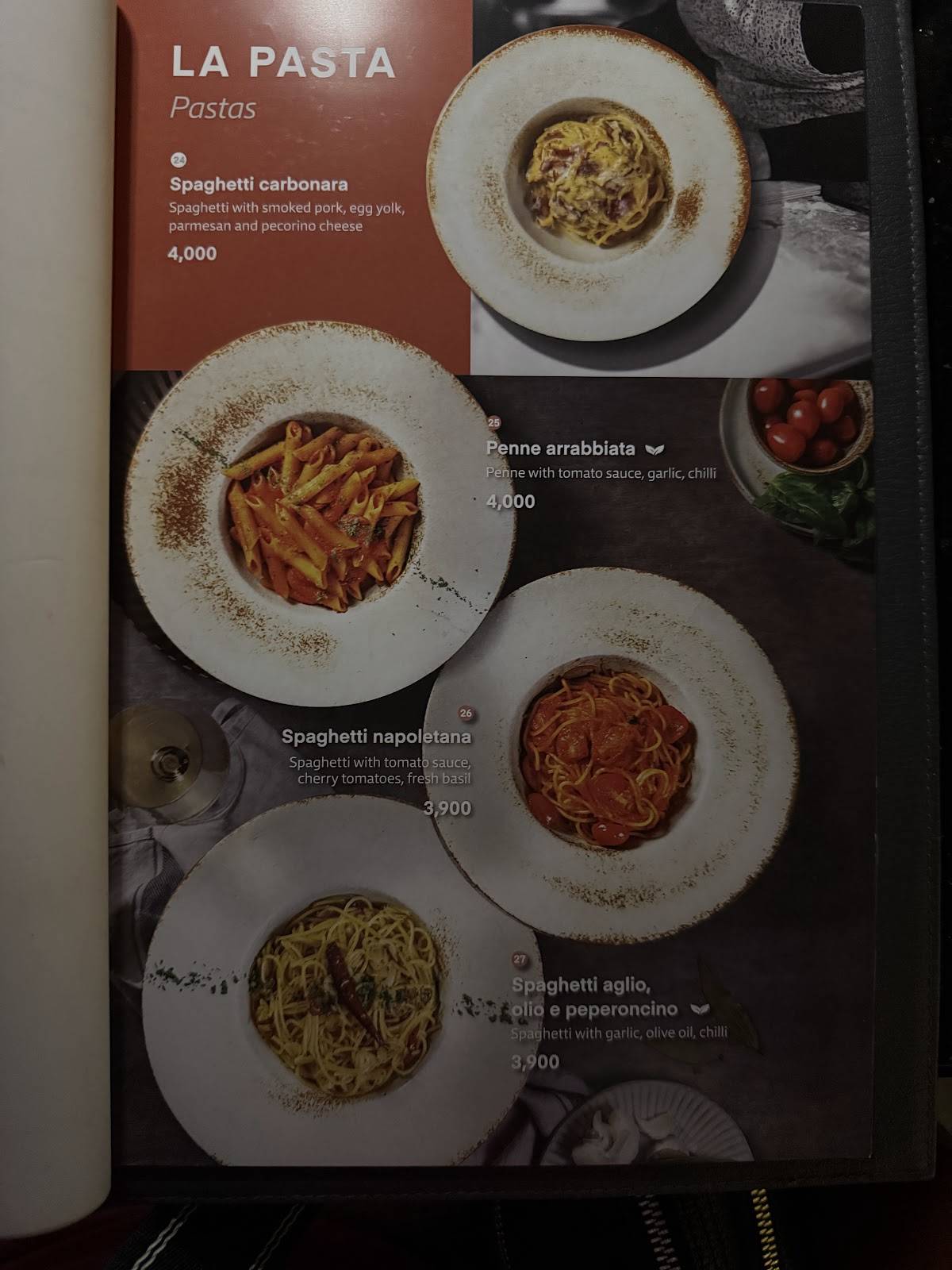 Prego Colombo меню