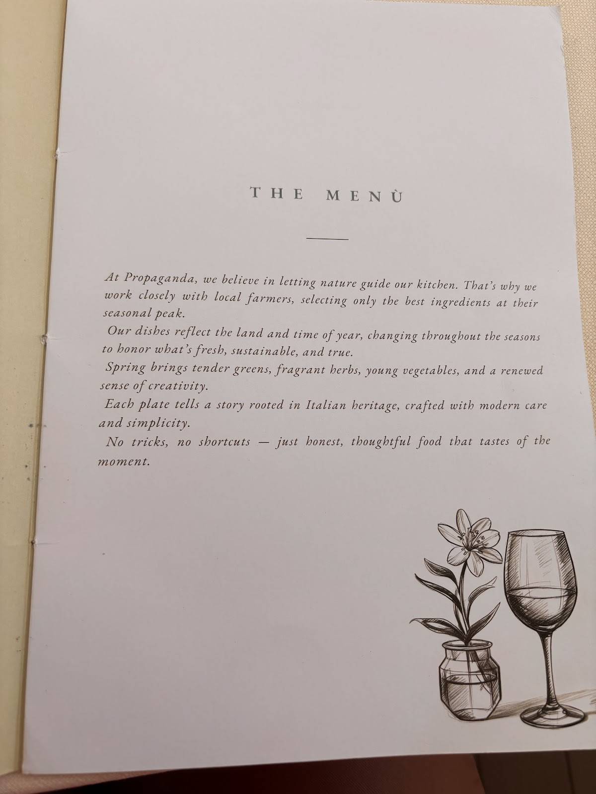 Propaganda Italian Cuisine меню