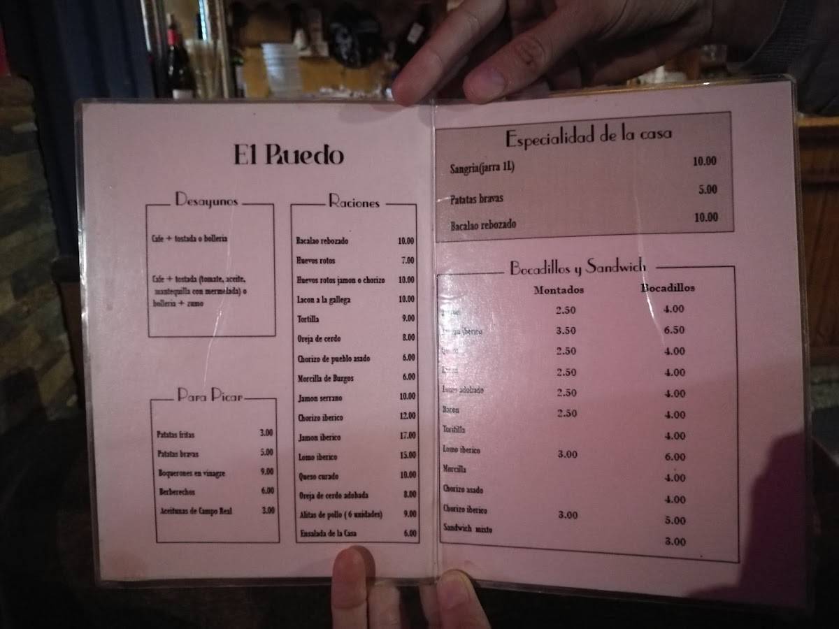 Bar El Ruedo меню
