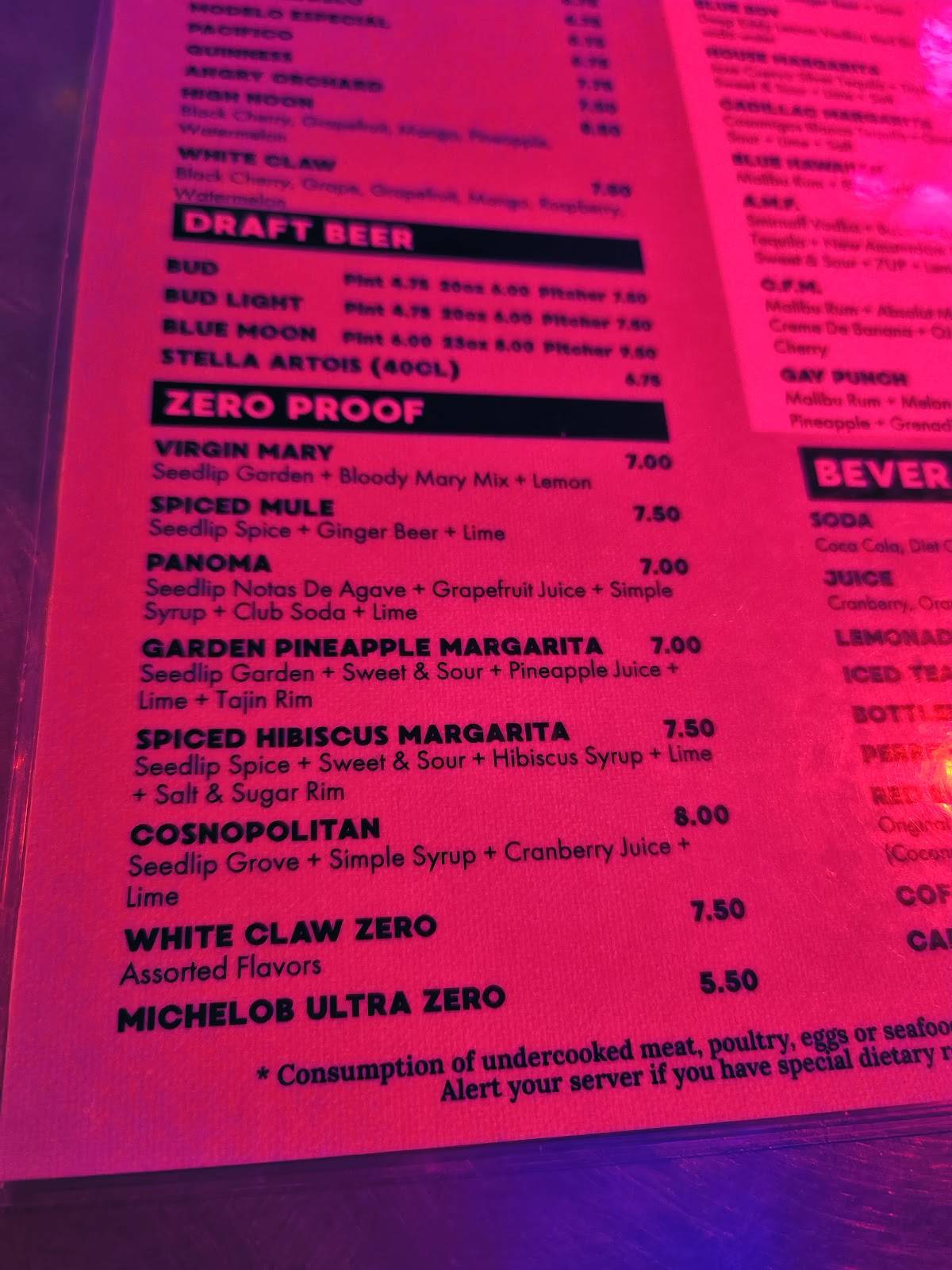 IBT's Bar + Food меню