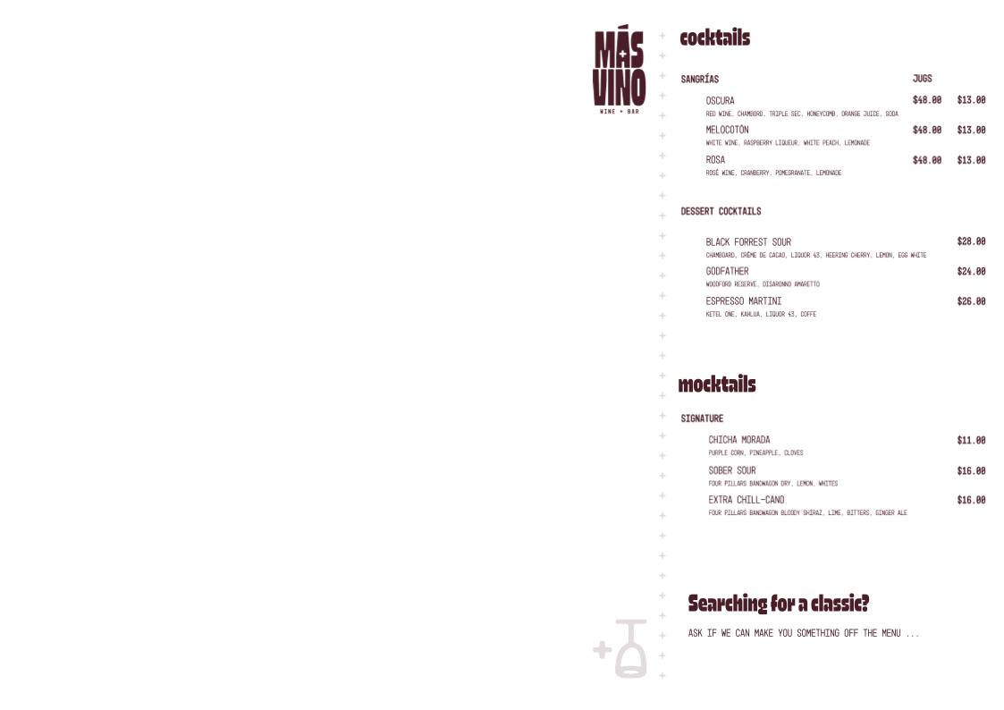 Más Vino меню