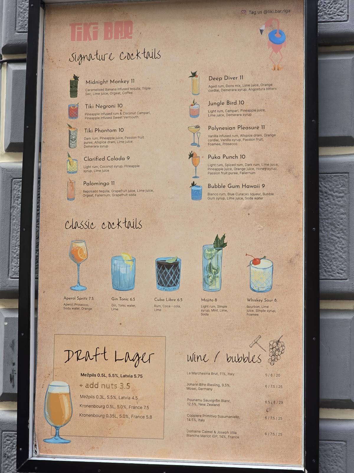 Tiki Bar Riga меню