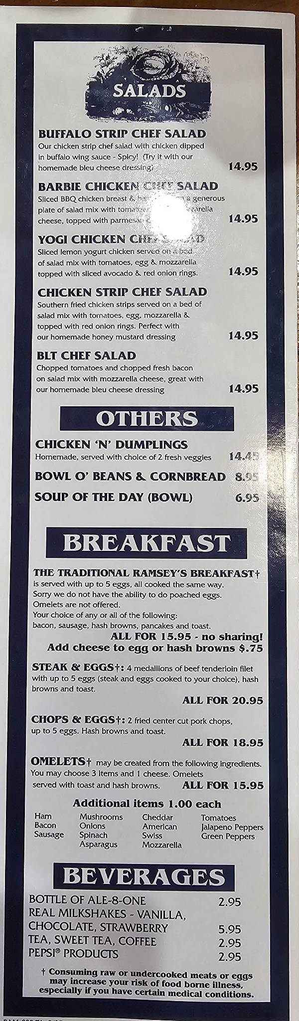 Ramsey’s Diner - Andover меню