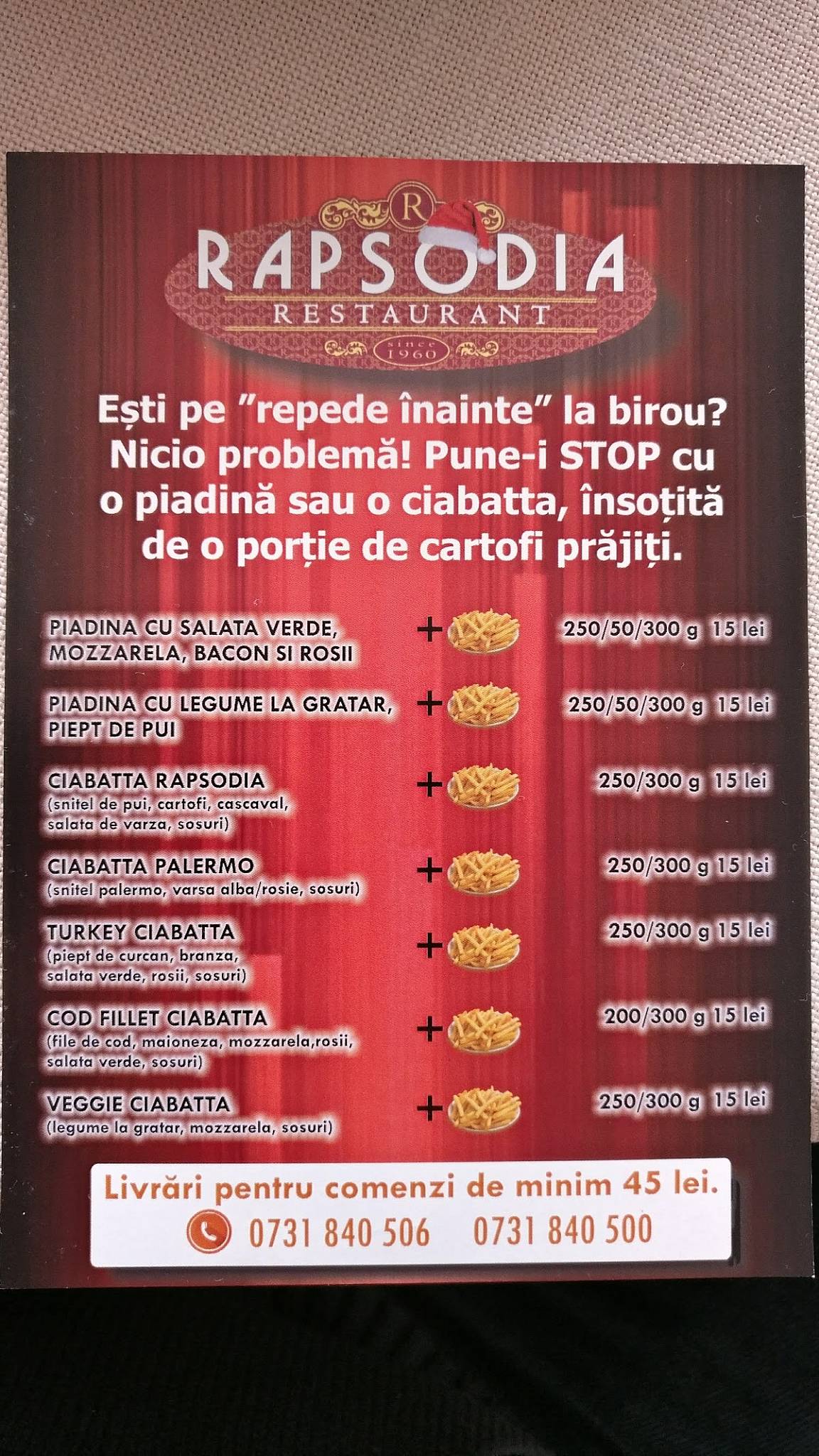 Rapsodia меню