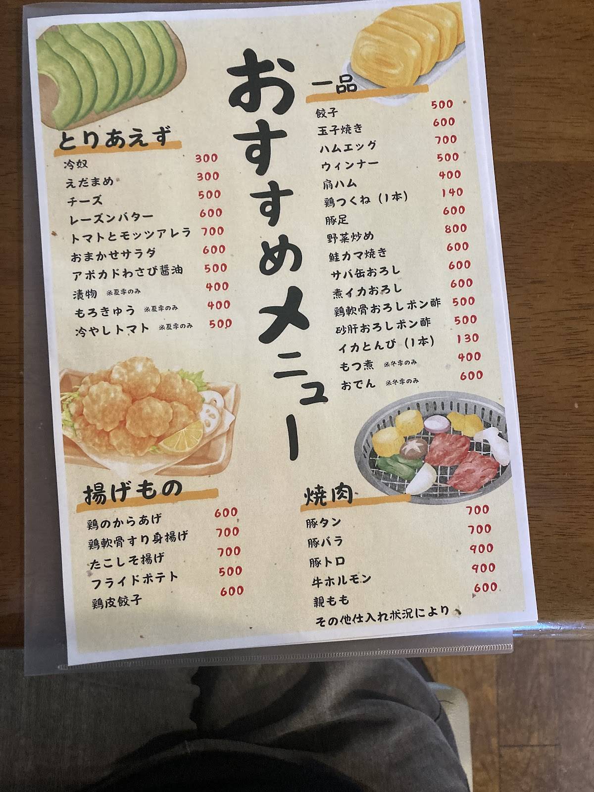 のぶ меню