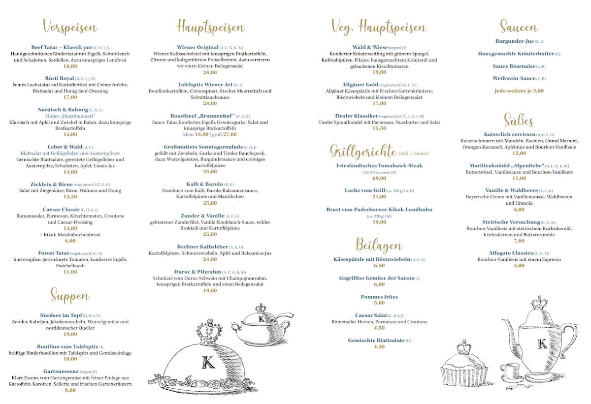 Restaurant Brunnenhof меню