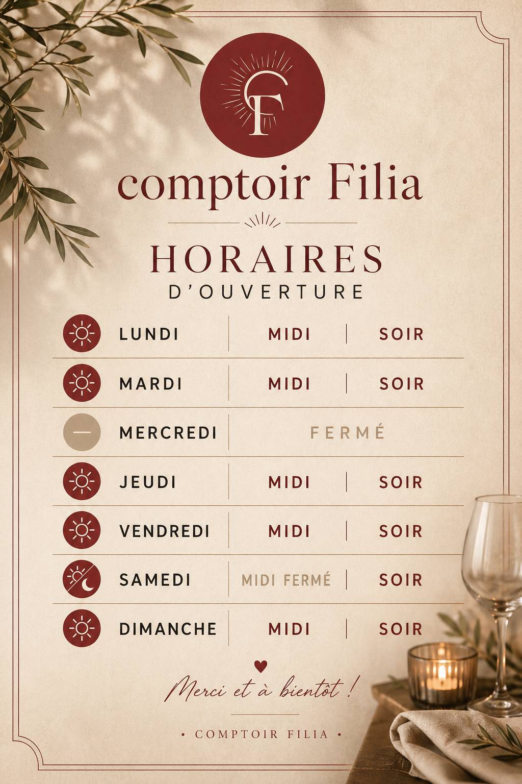 COMPTOIR FILIA меню