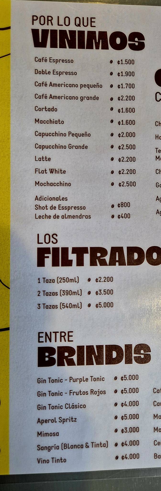 Café Local меню