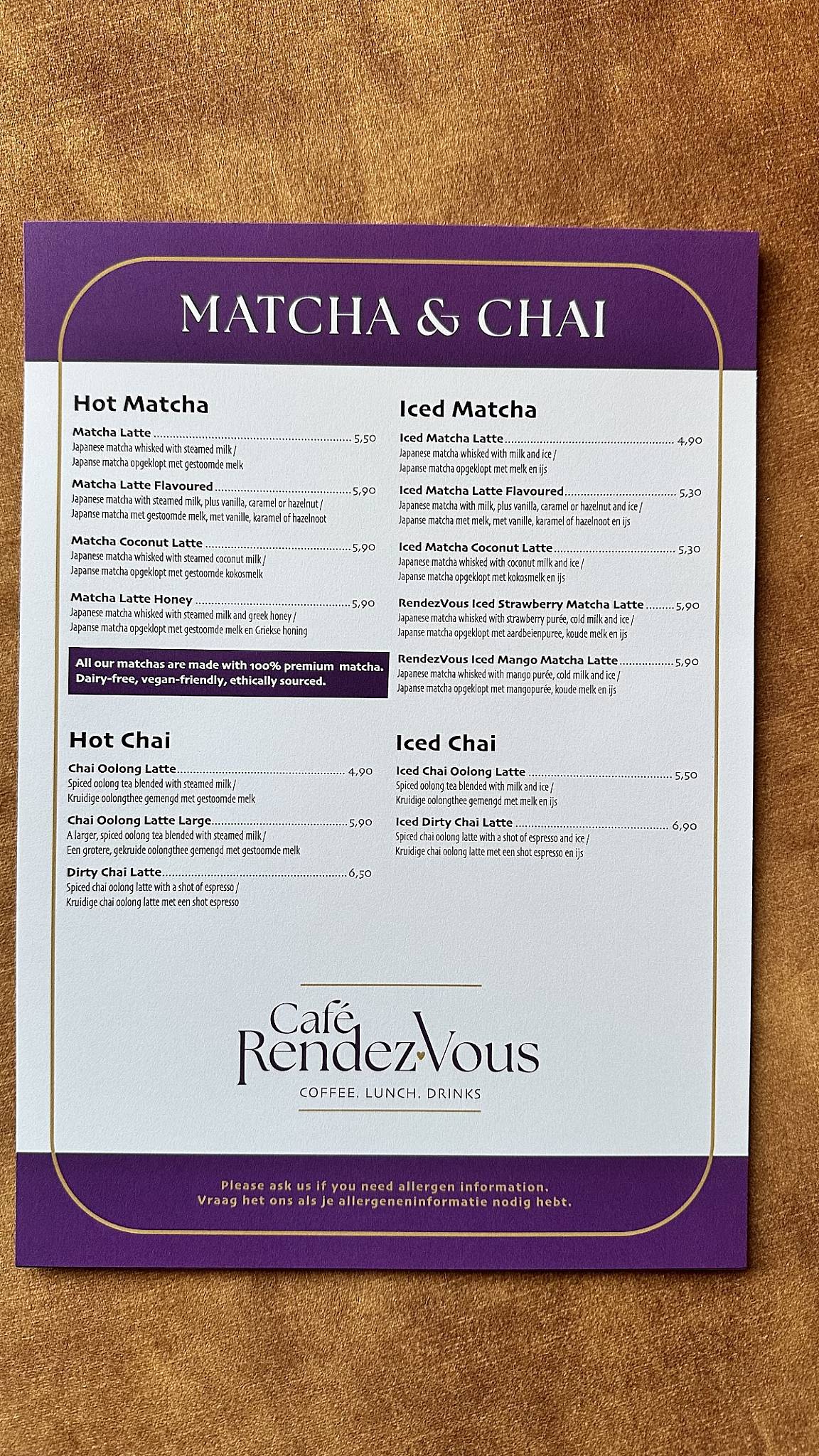 Café RendezVous меню