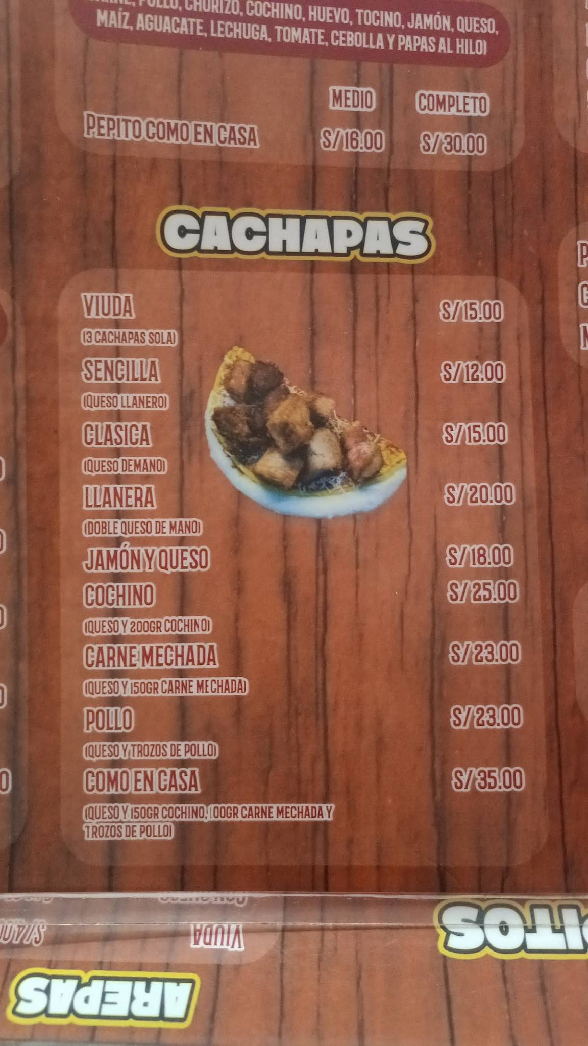 Como en Casa меню