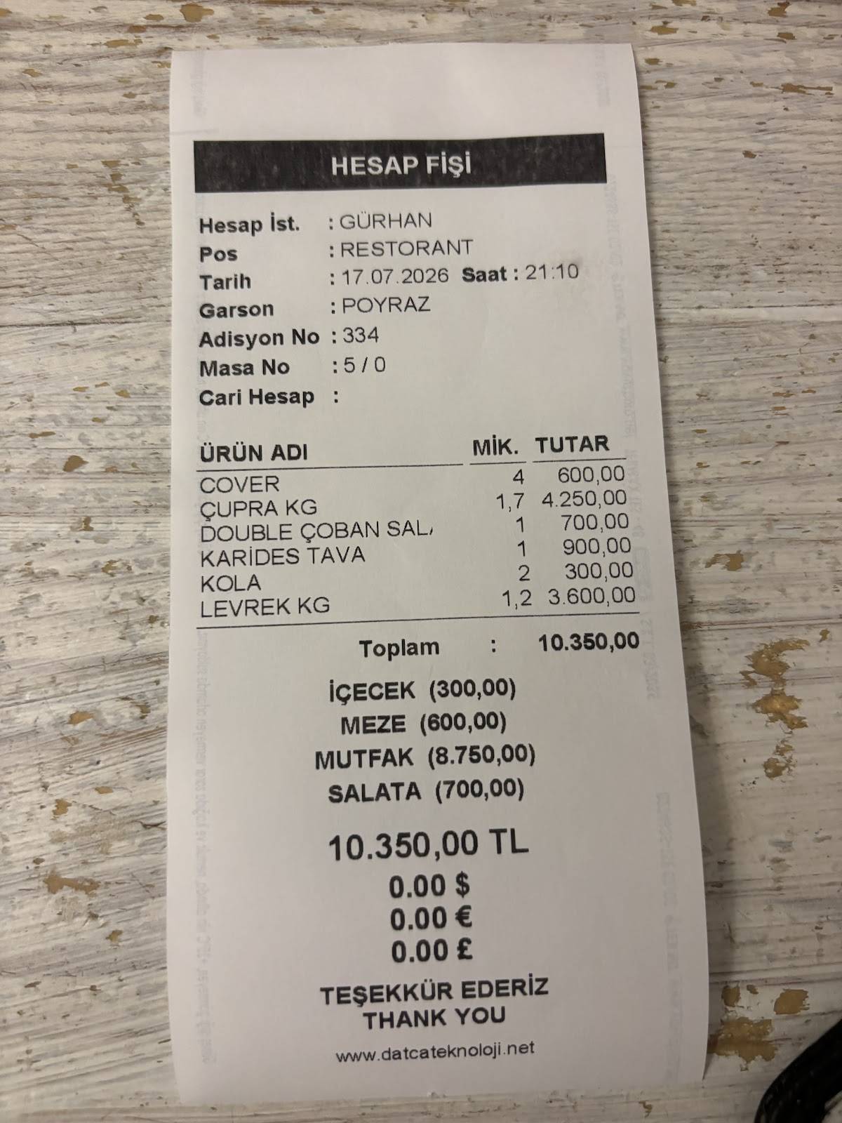 Dutdibi Fish Mekan меню