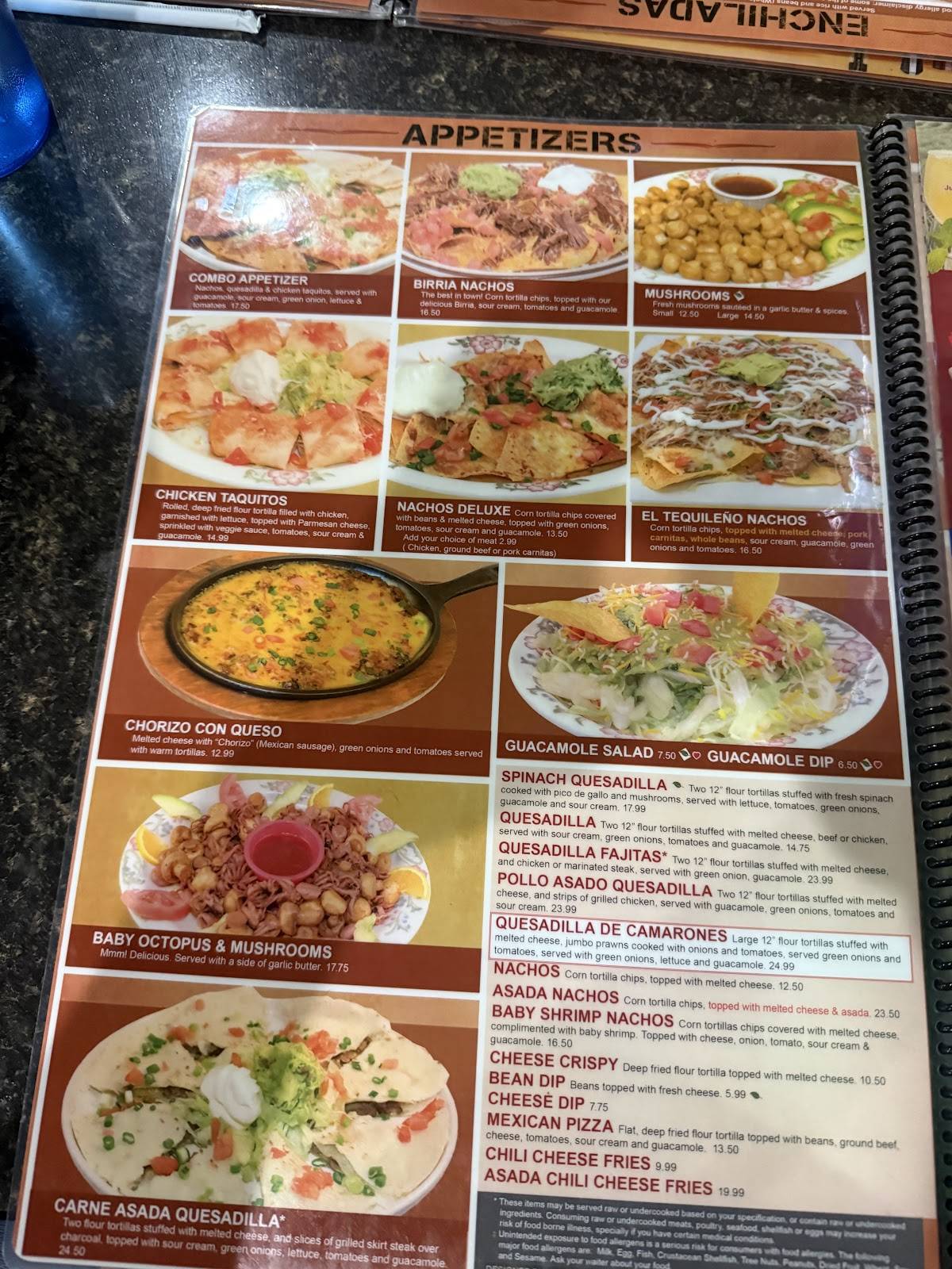 EL TEQUILEÑO Family Mexican Restaurant меню