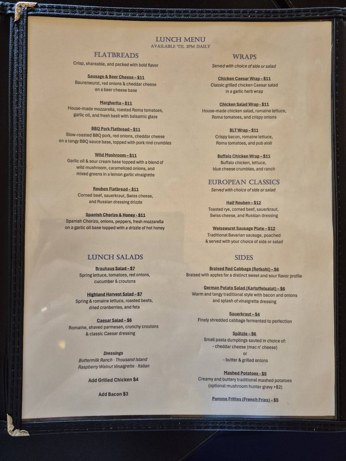 Four Boars European Kitchen (formerly Brewpub) меню