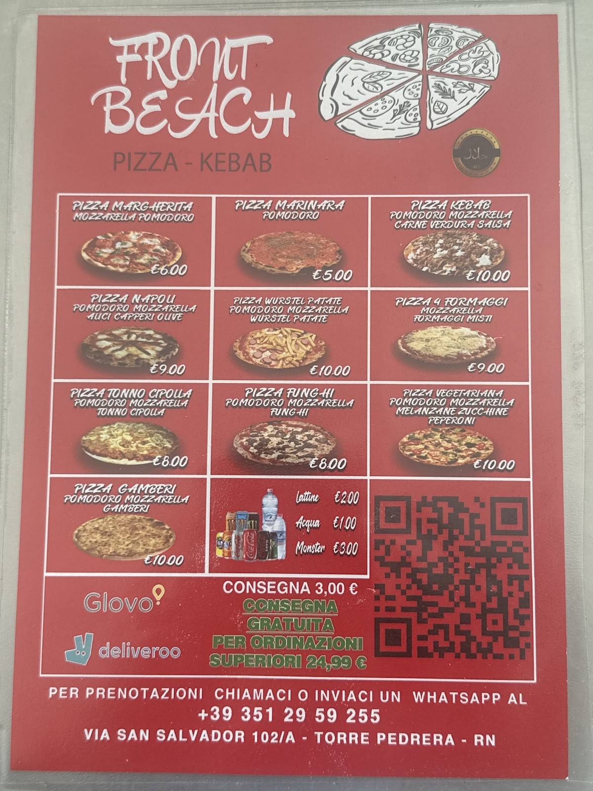Front beach pizza kebab меню