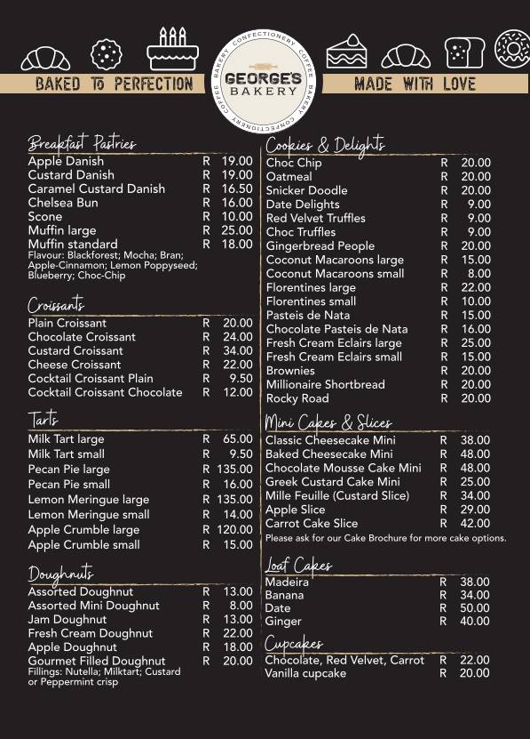 George's Bakery Rynfield меню