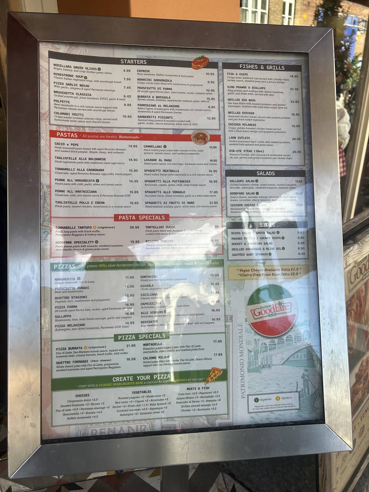 Goodfare Italian Restaurant меню