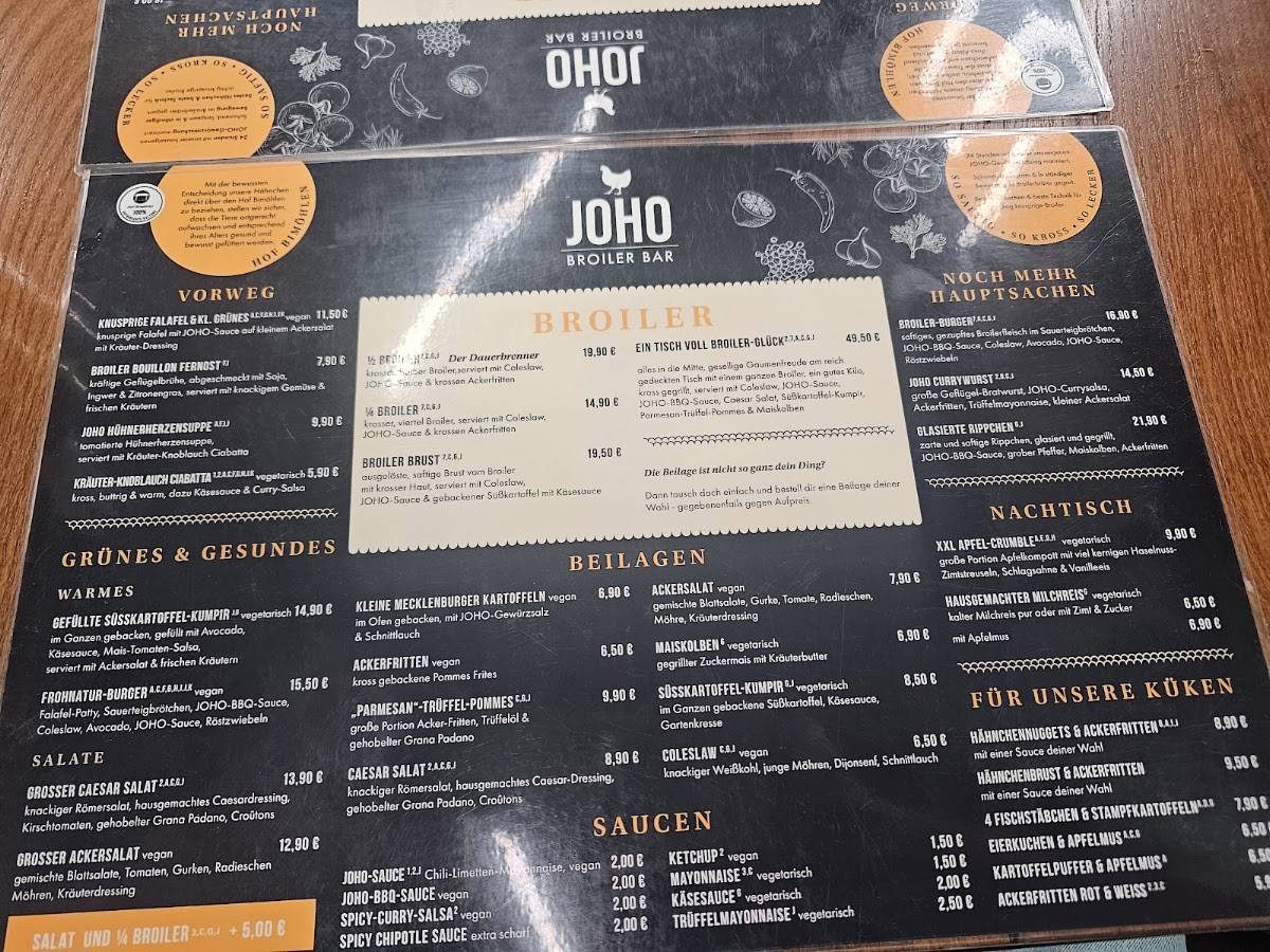 JOHO Broiler Bar меню