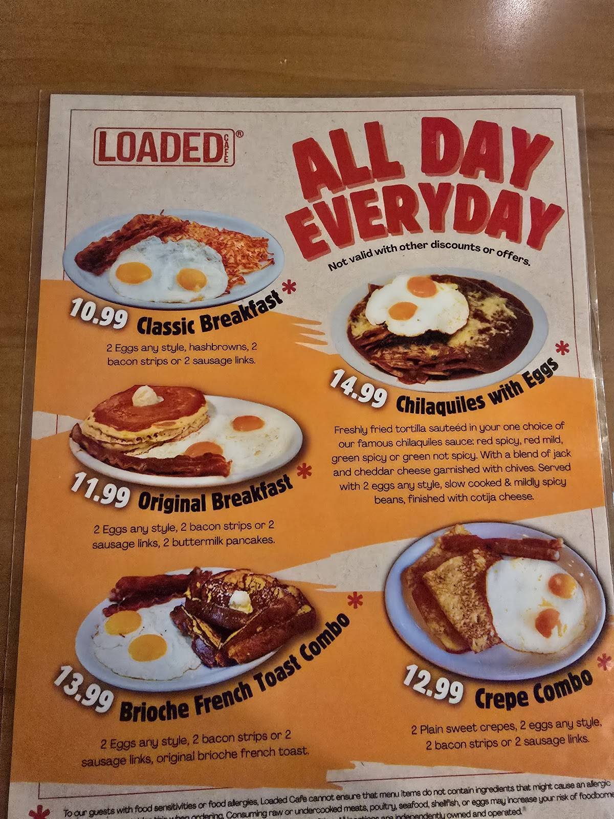 Loaded Cafe Restaurants Bellflower меню