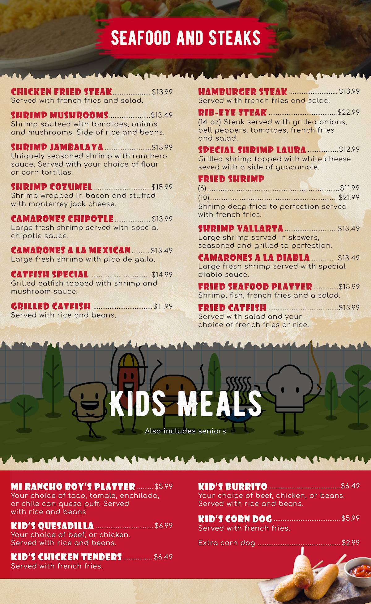 Mi Rancho Mexican Restaurant меню
