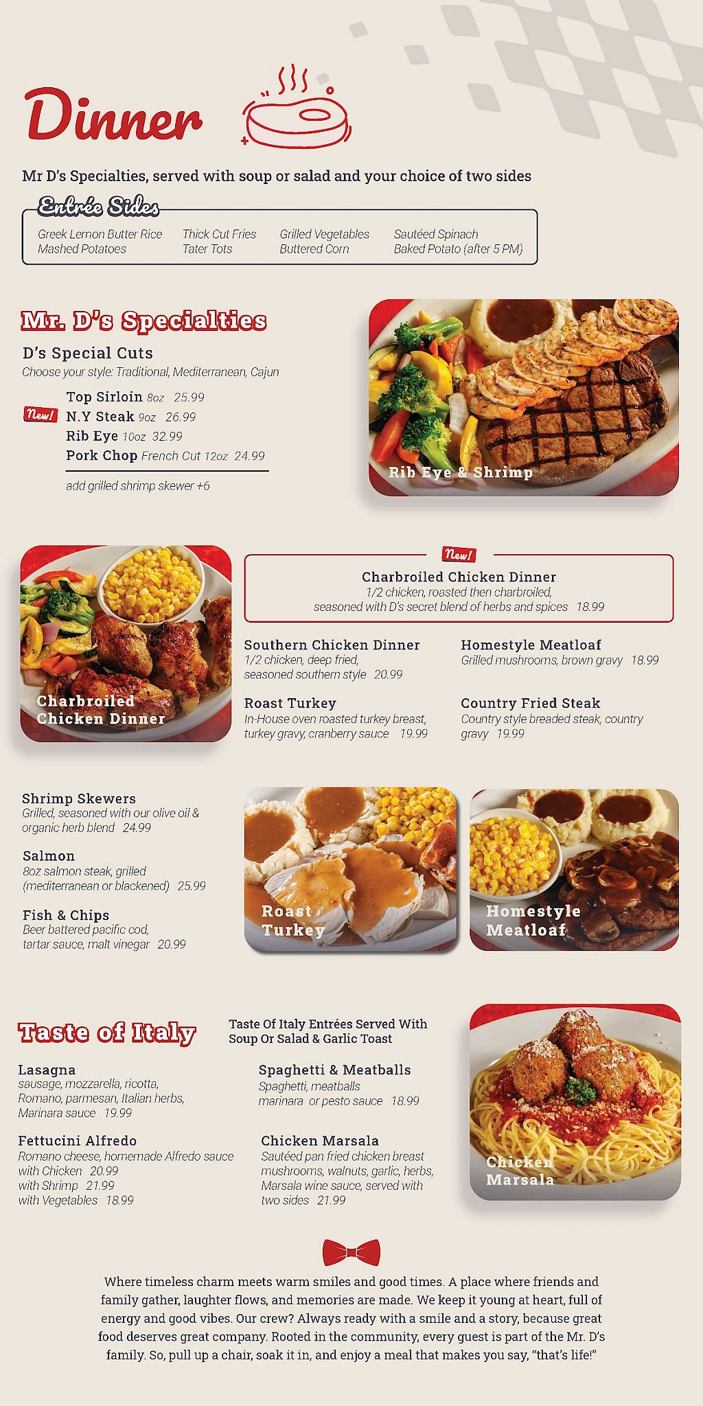 Mr D's Restaurant & Bar меню