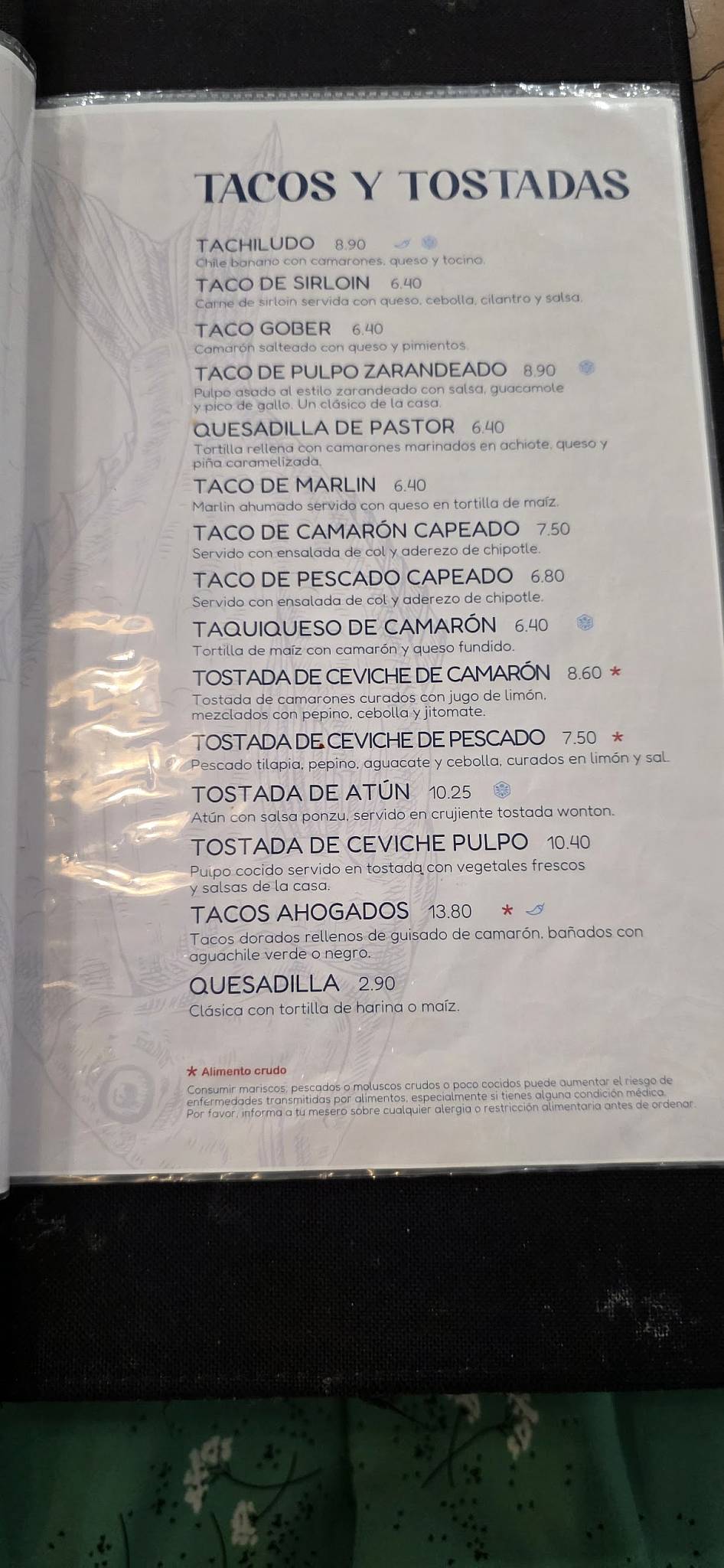 Nahui Seafood меню