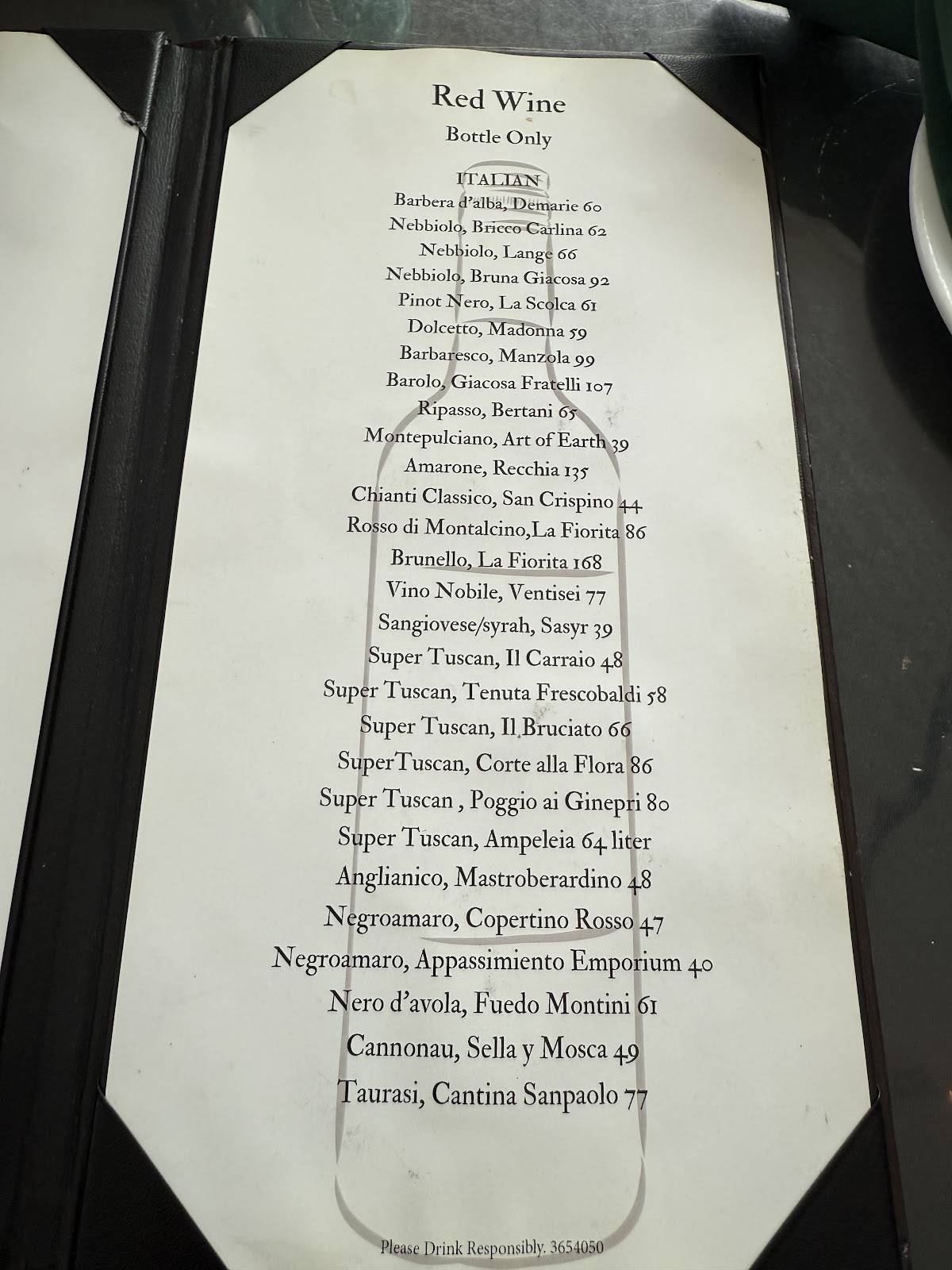Paolino Italian Restaurant меню