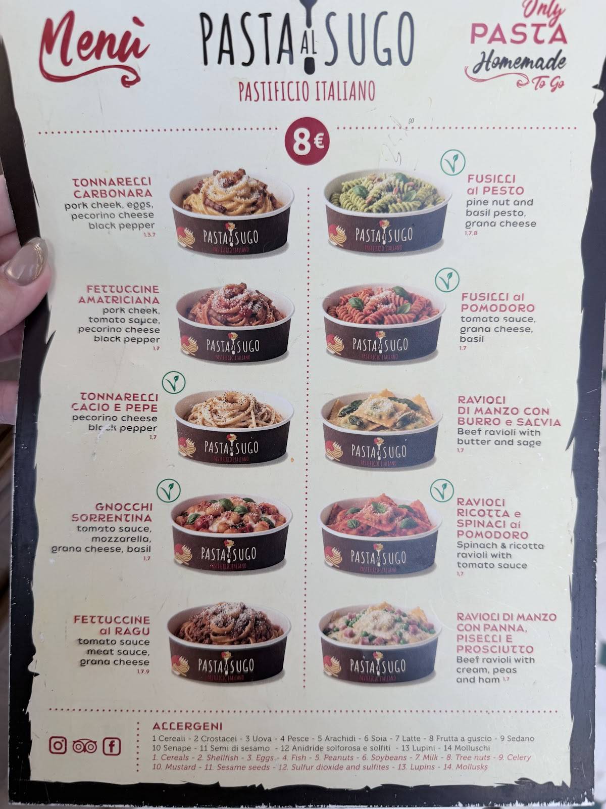 Pasta al Sugo меню