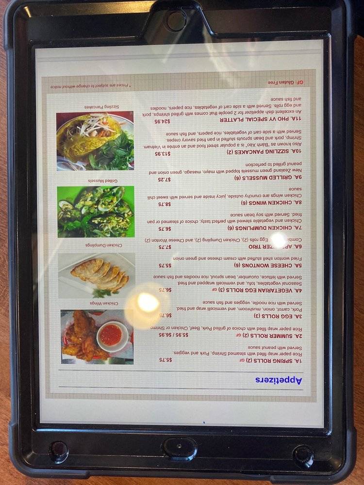 Phở Vy меню