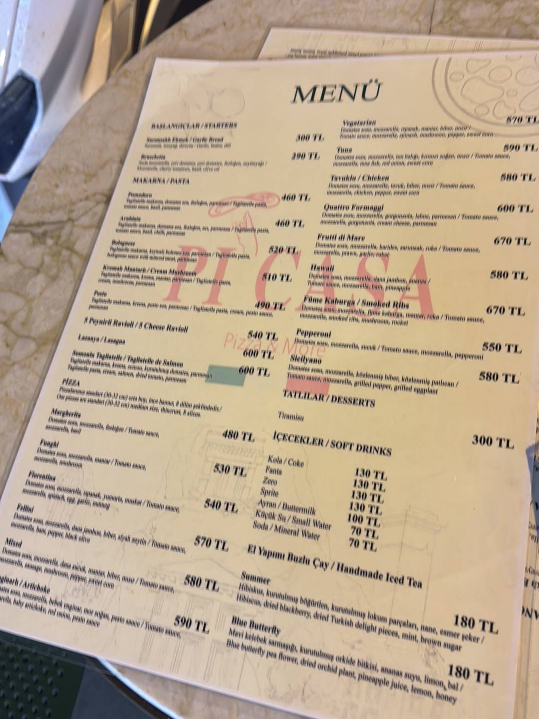 Pi’casa pizza меню