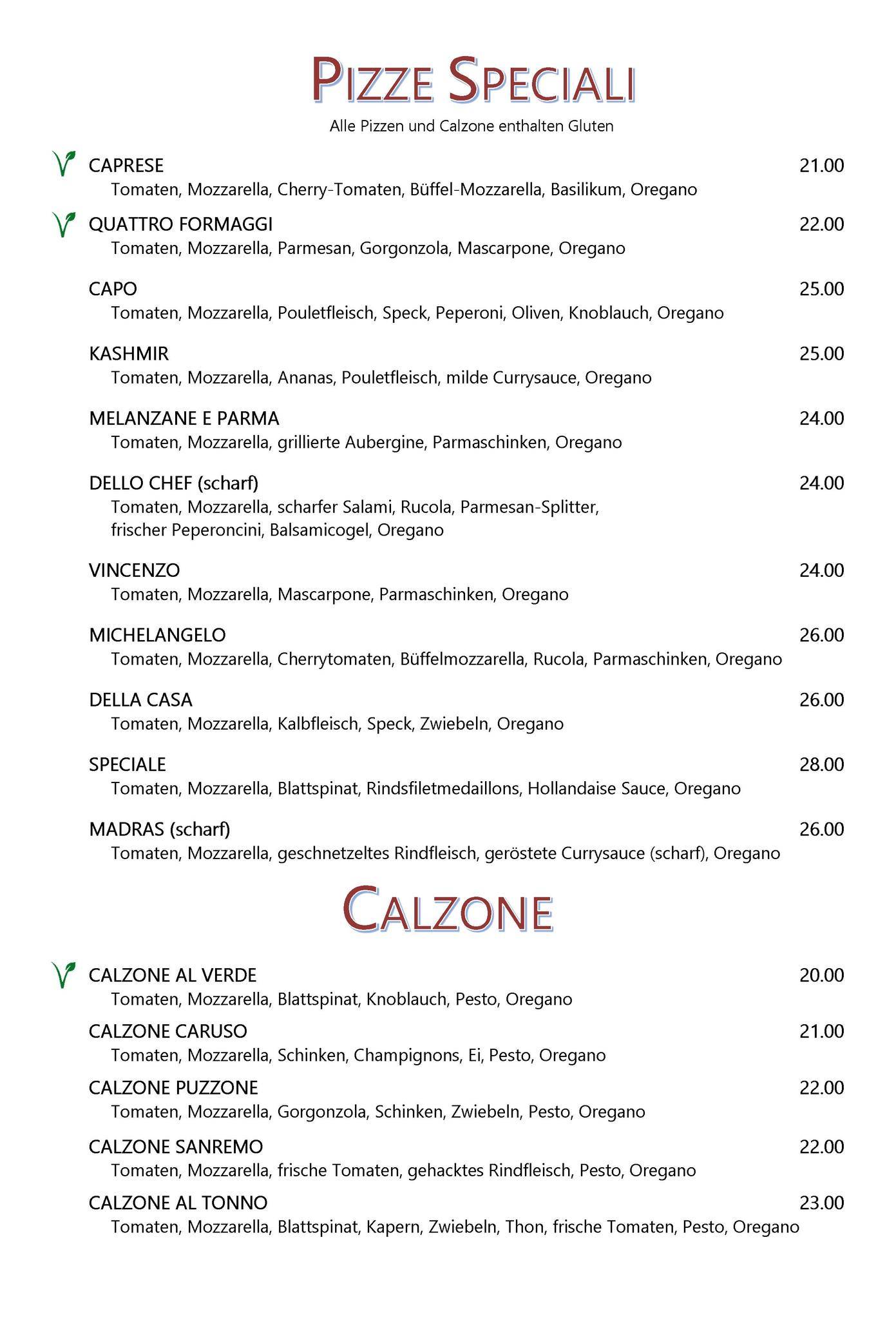 Restaurant Sonne Rüti ZH меню