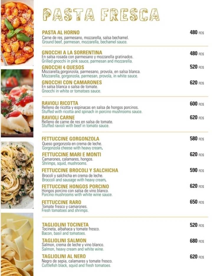 RaRo Pasta y Pizza меню