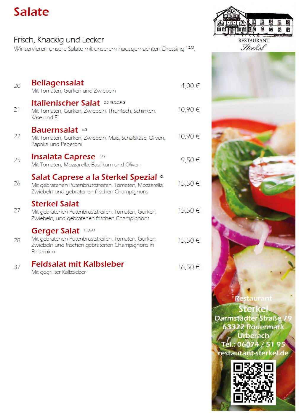 Restaurant Sterkel меню