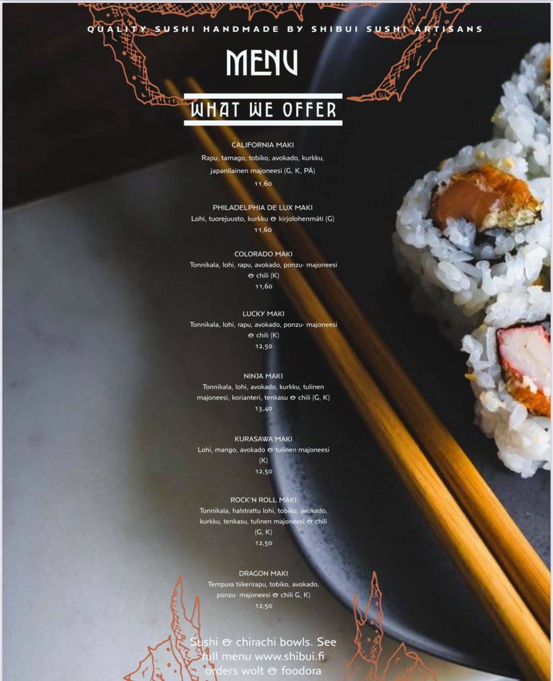 Restaurant Shibui Sushi меню