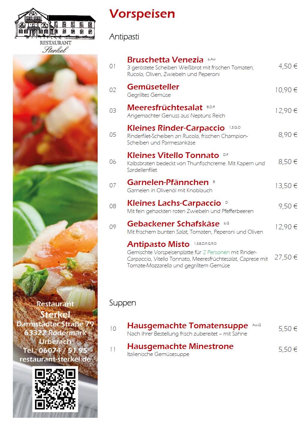 Restaurant Sterkel меню