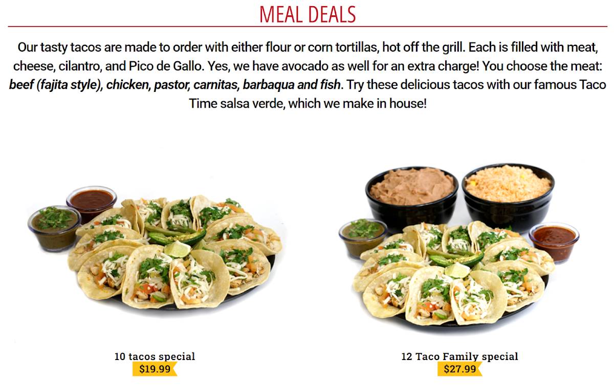 Taco Time Mexican Grill меню