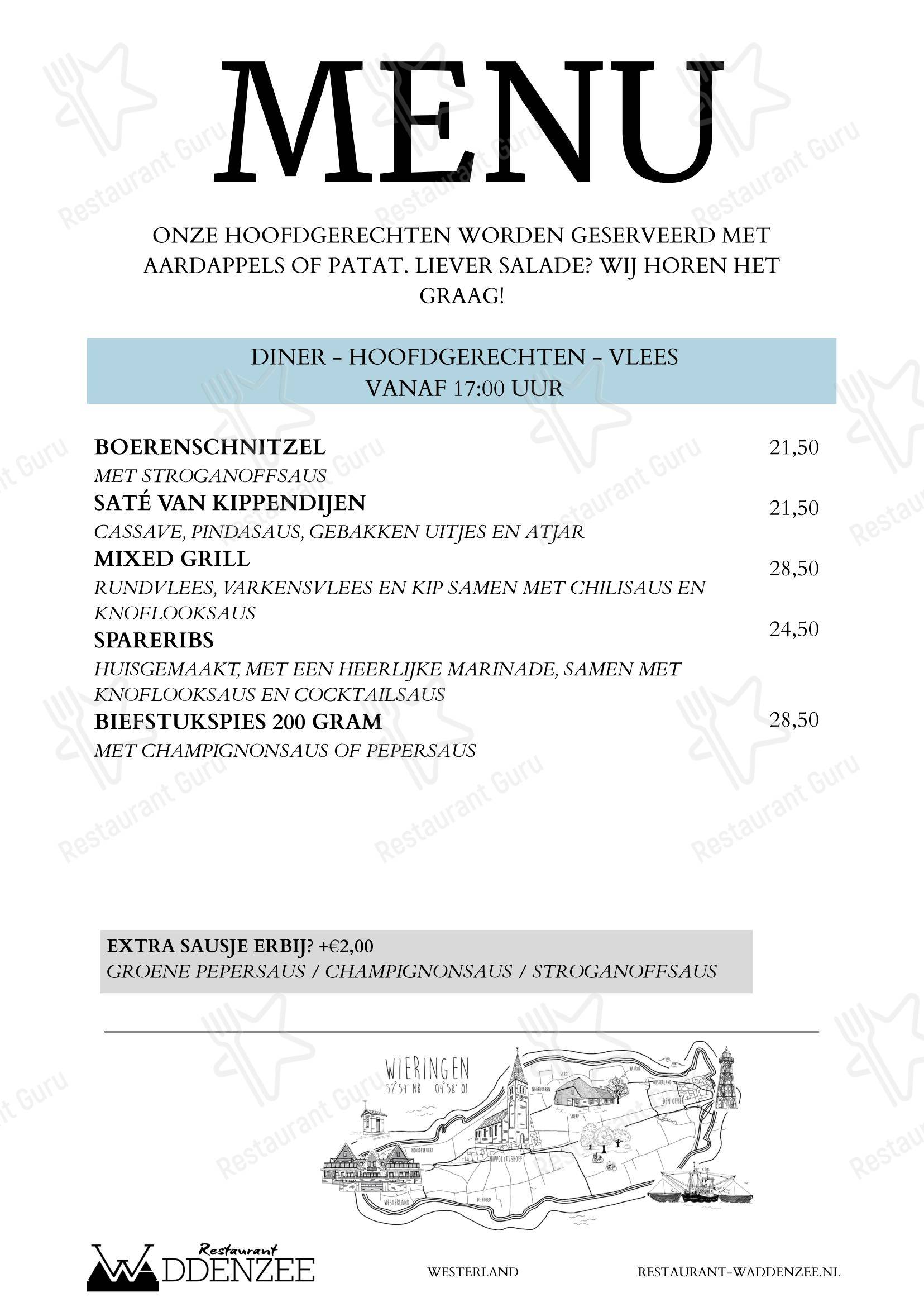 菜单 ресторана Restaurant Waddenzee в Westerland