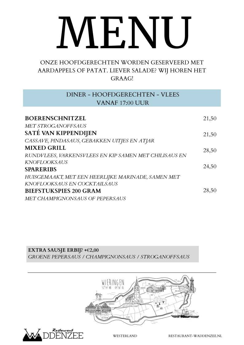 Restaurant Waddenzee меню