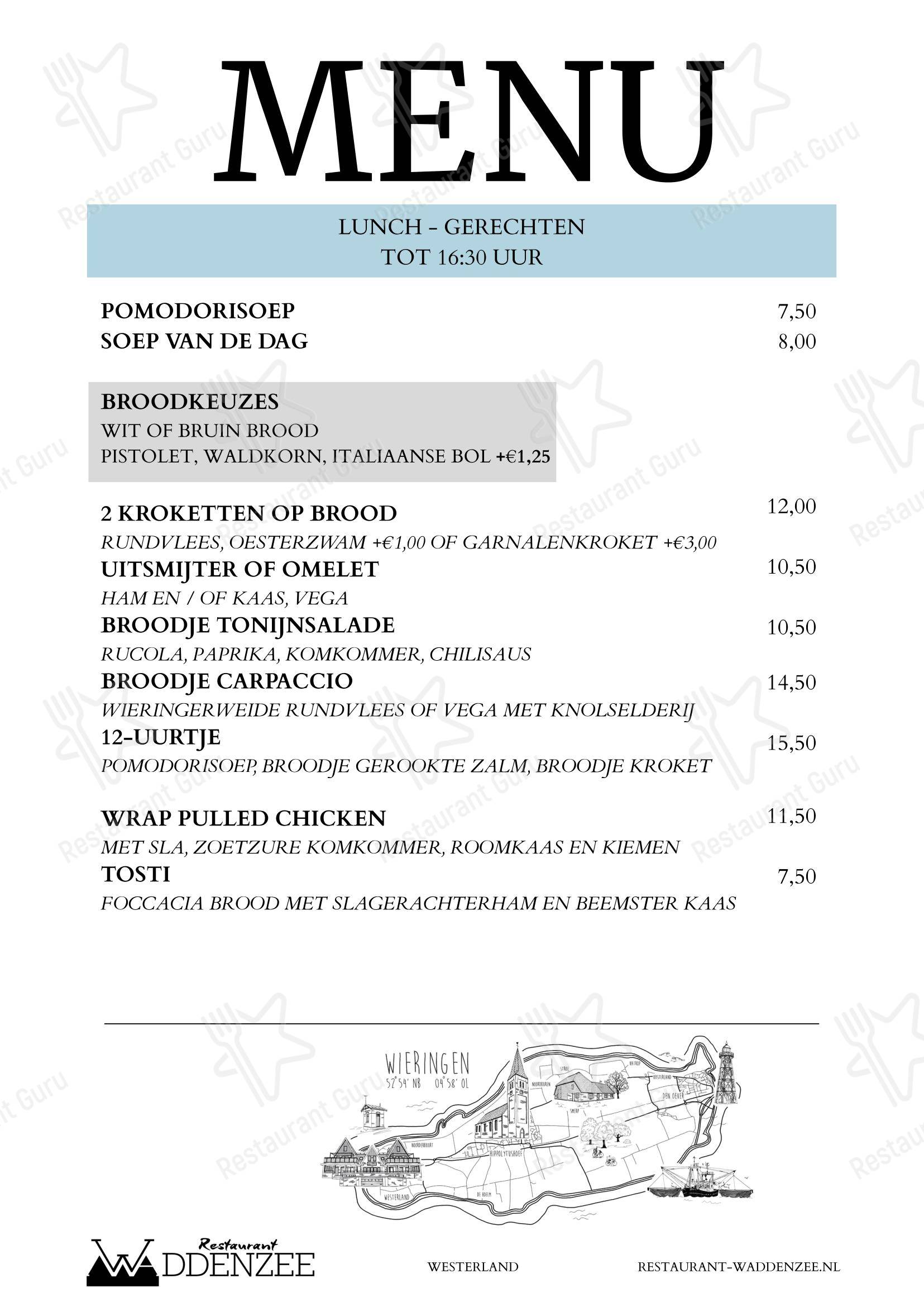 Restaurant Waddenzee в Westerland - 菜单