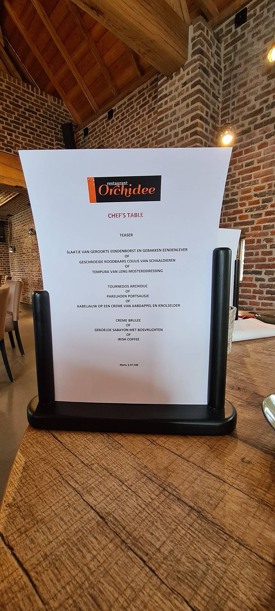 Restaurant-Zaal Orchidee меню