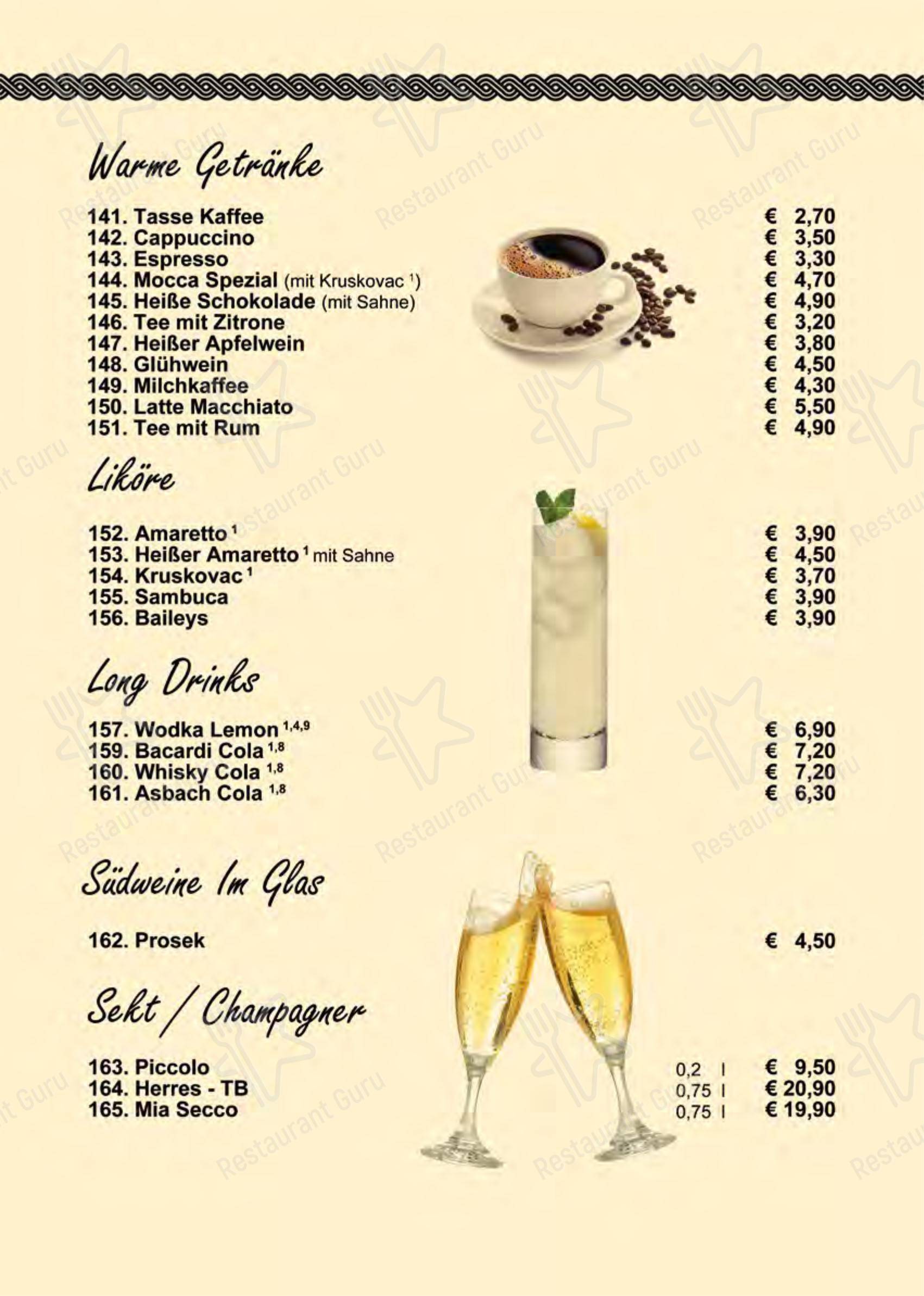 Меню ресторана Restaurant Zagreb - Меню