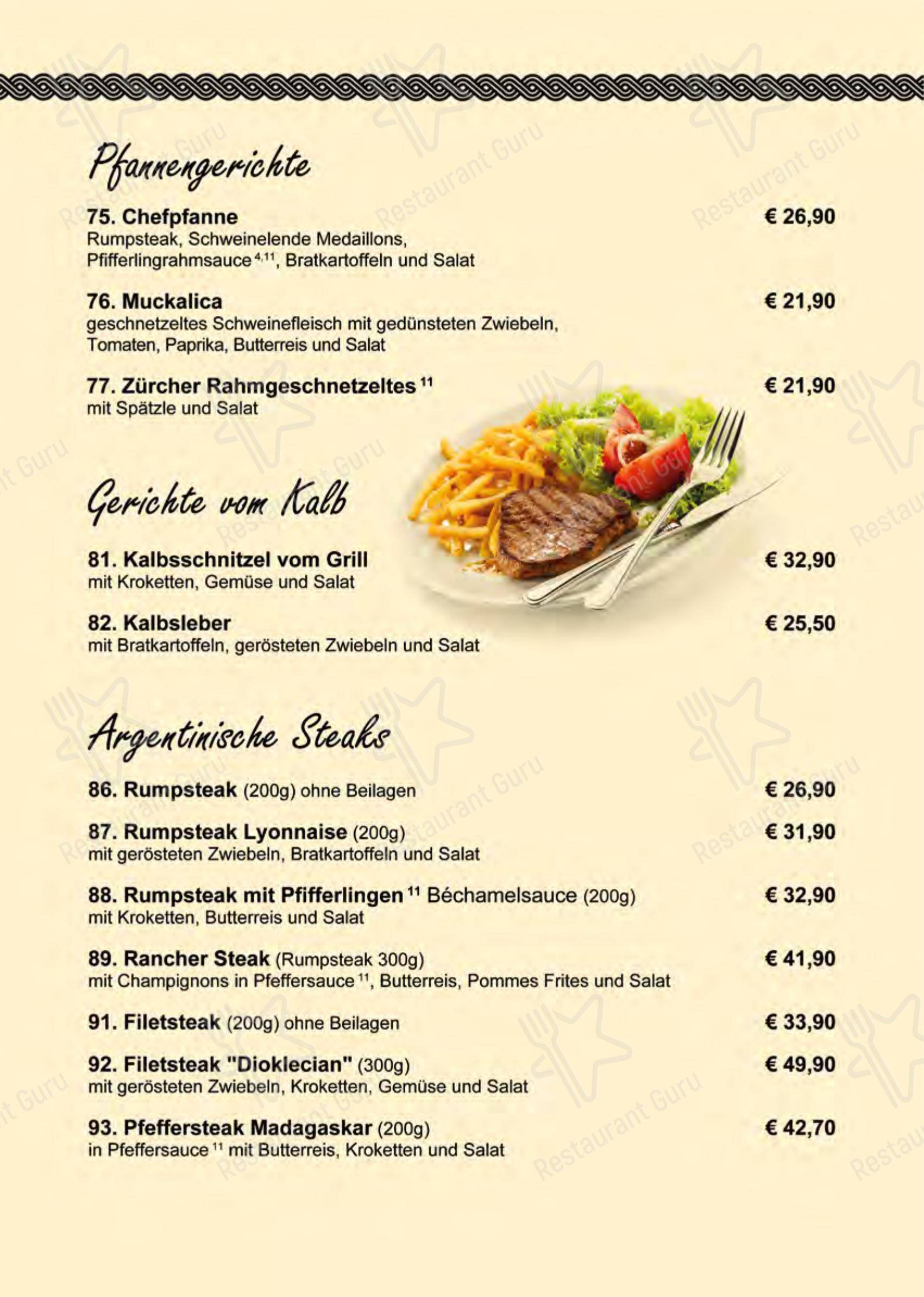 Меню ресторана Restaurant Zagreb - Меню