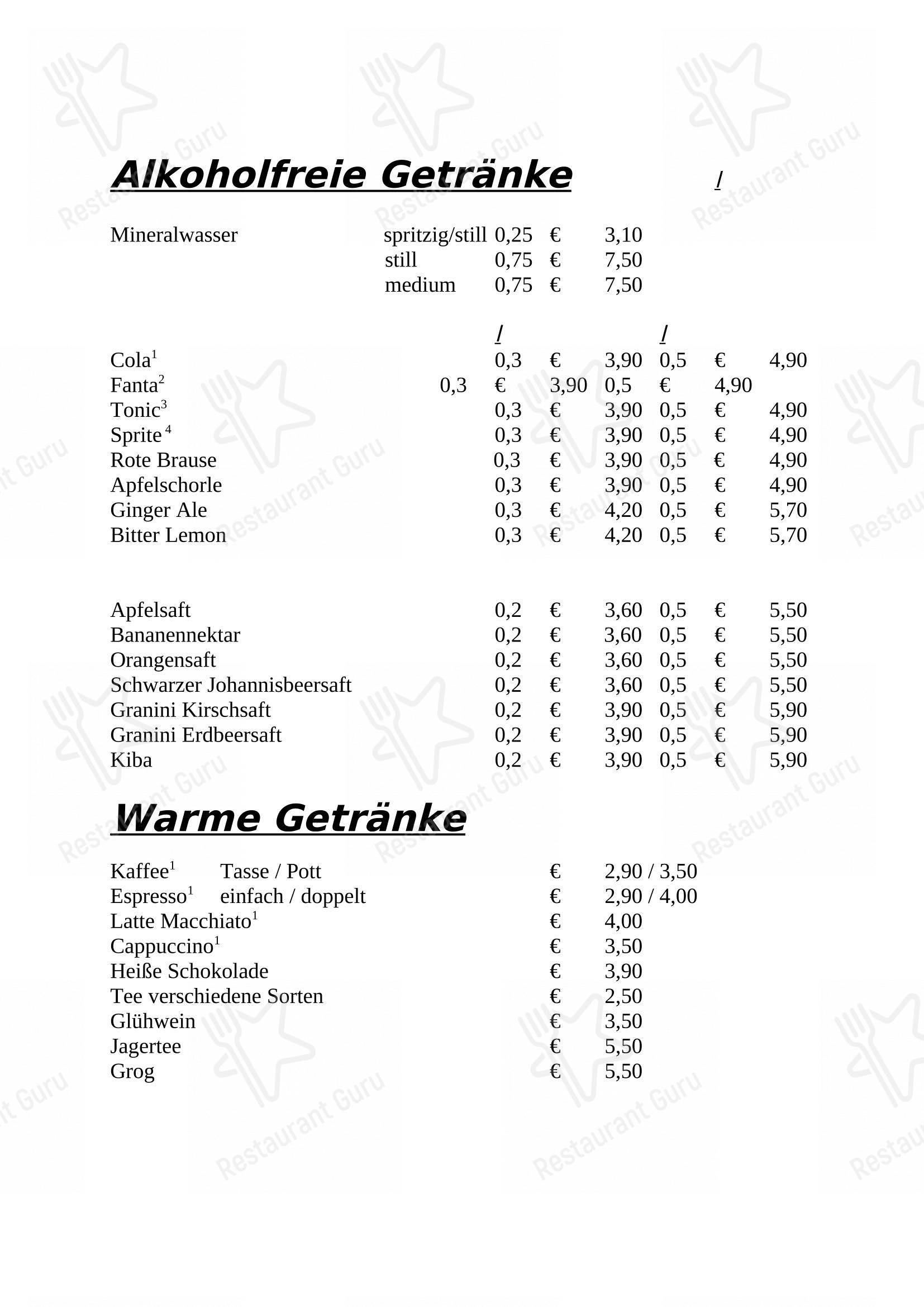 Меню ресторана Restaurant Zur Post - Меню