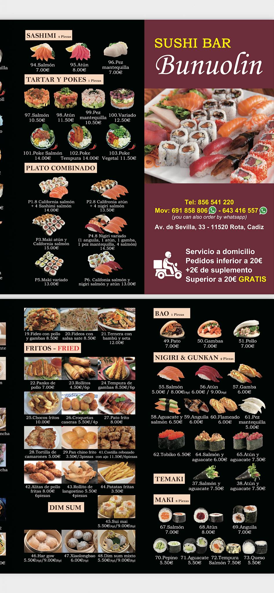Restaurante Bunuolin меню