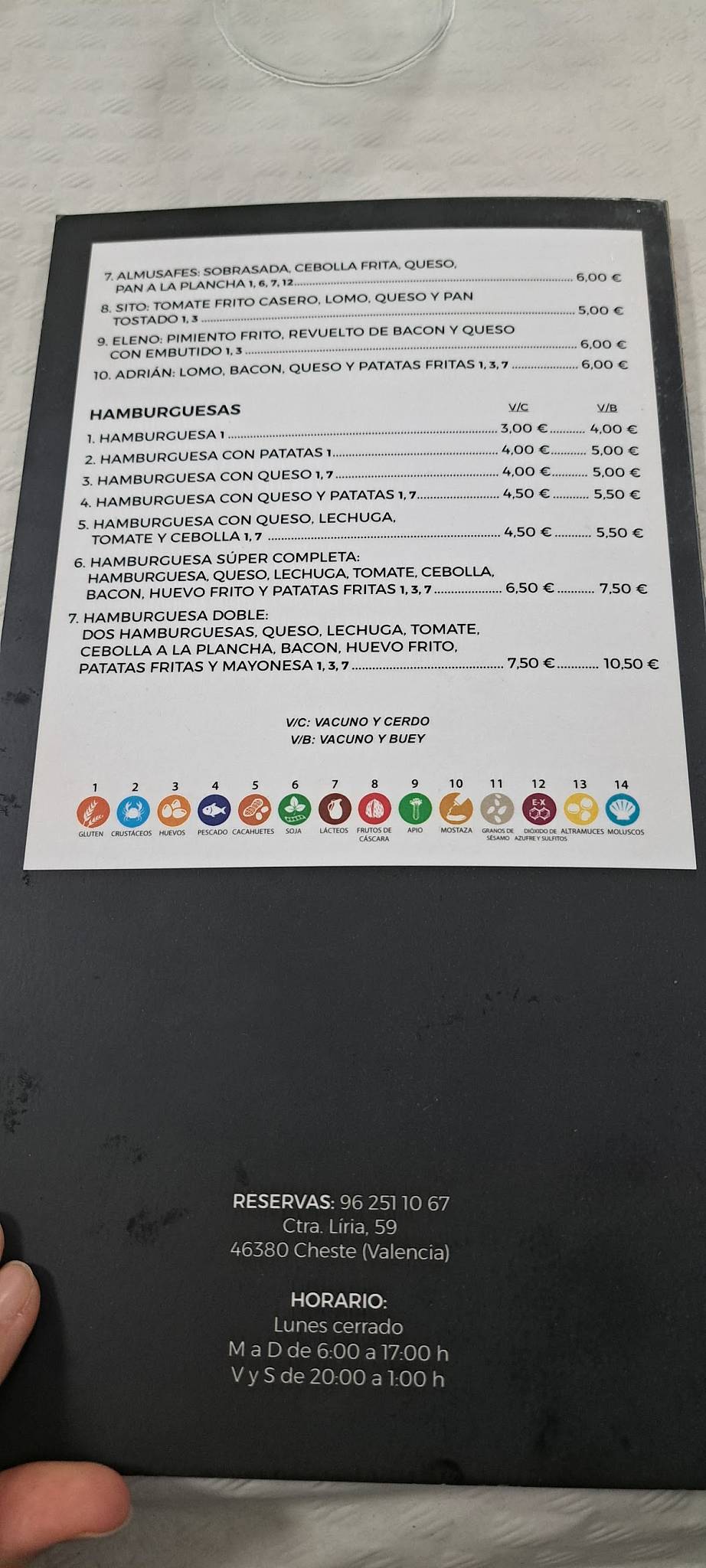 Restaurante Cánovas меню