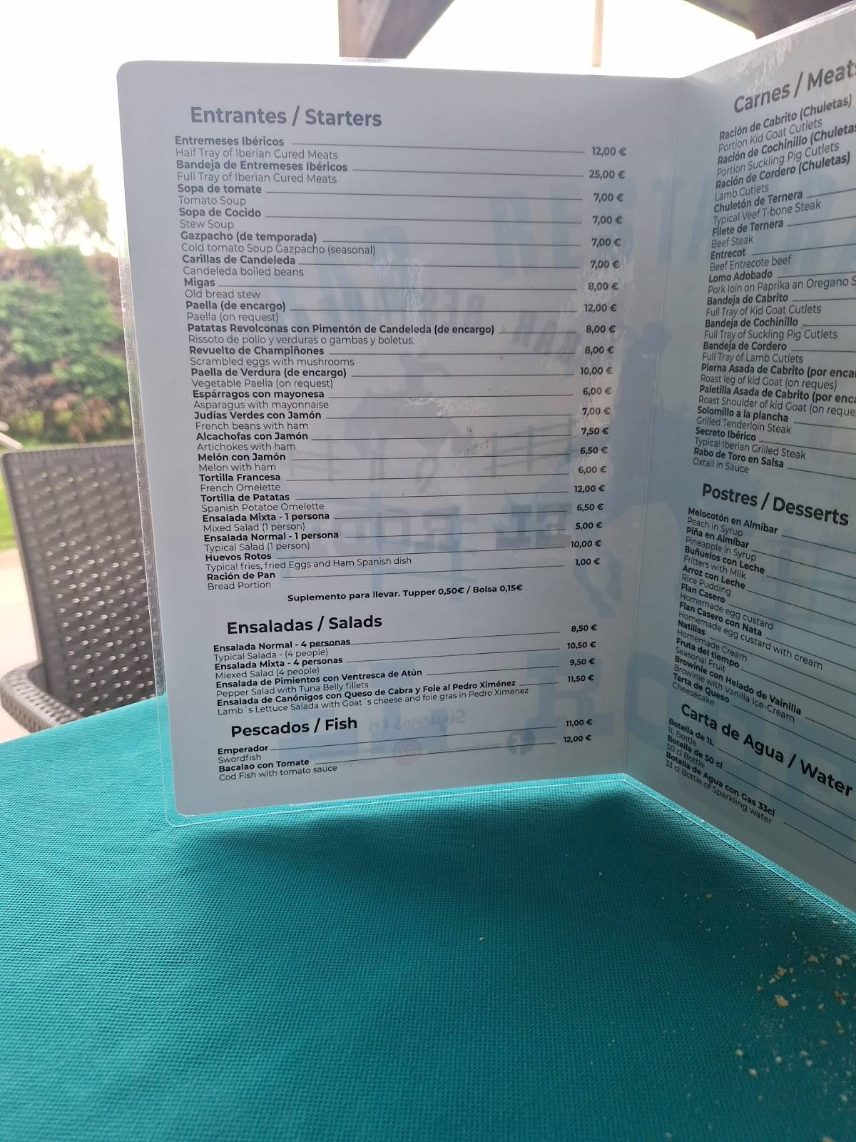 Restaurante El Rodeo меню