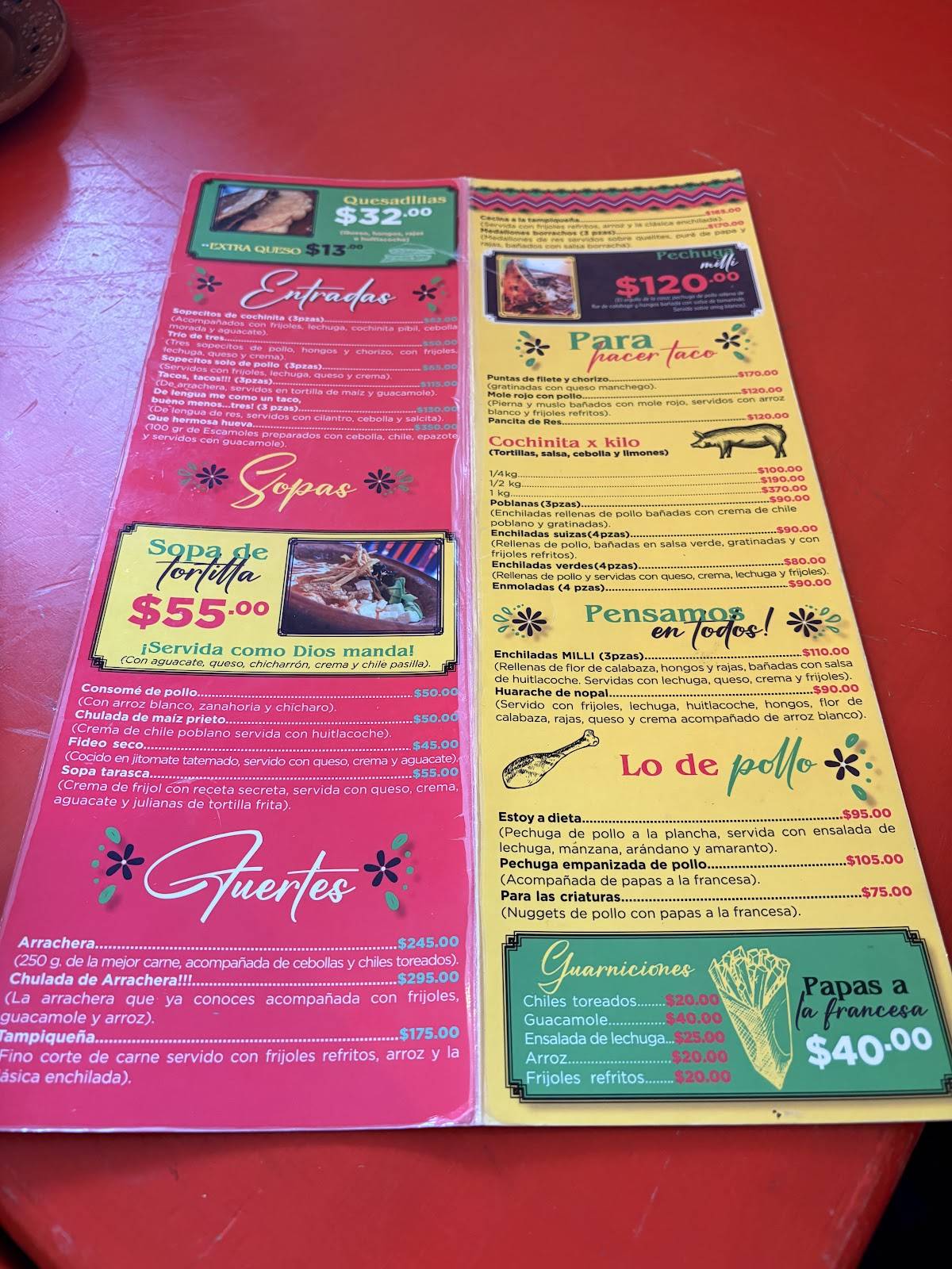 Restaurante Milli меню