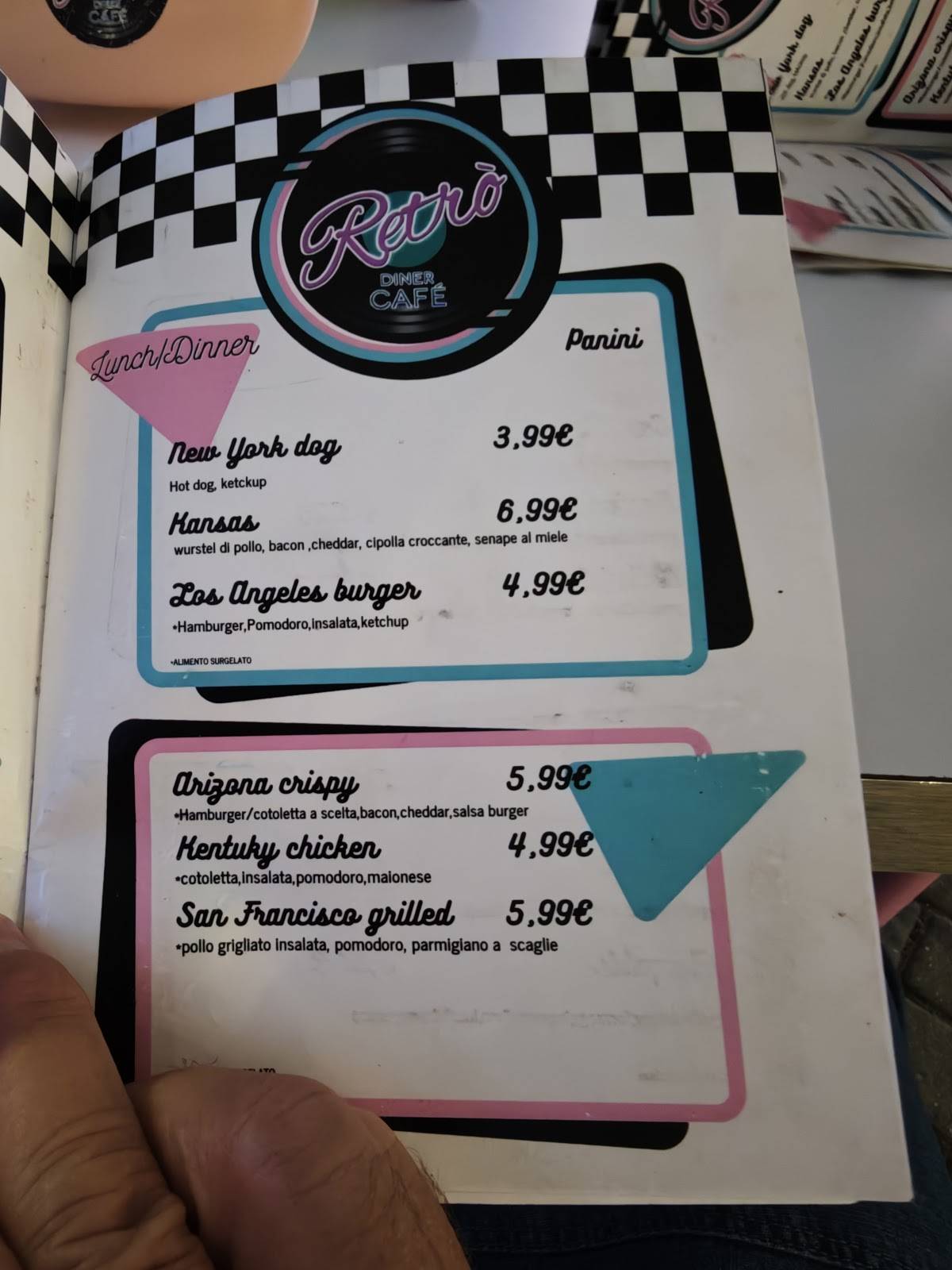 Retró Diner Cafe меню