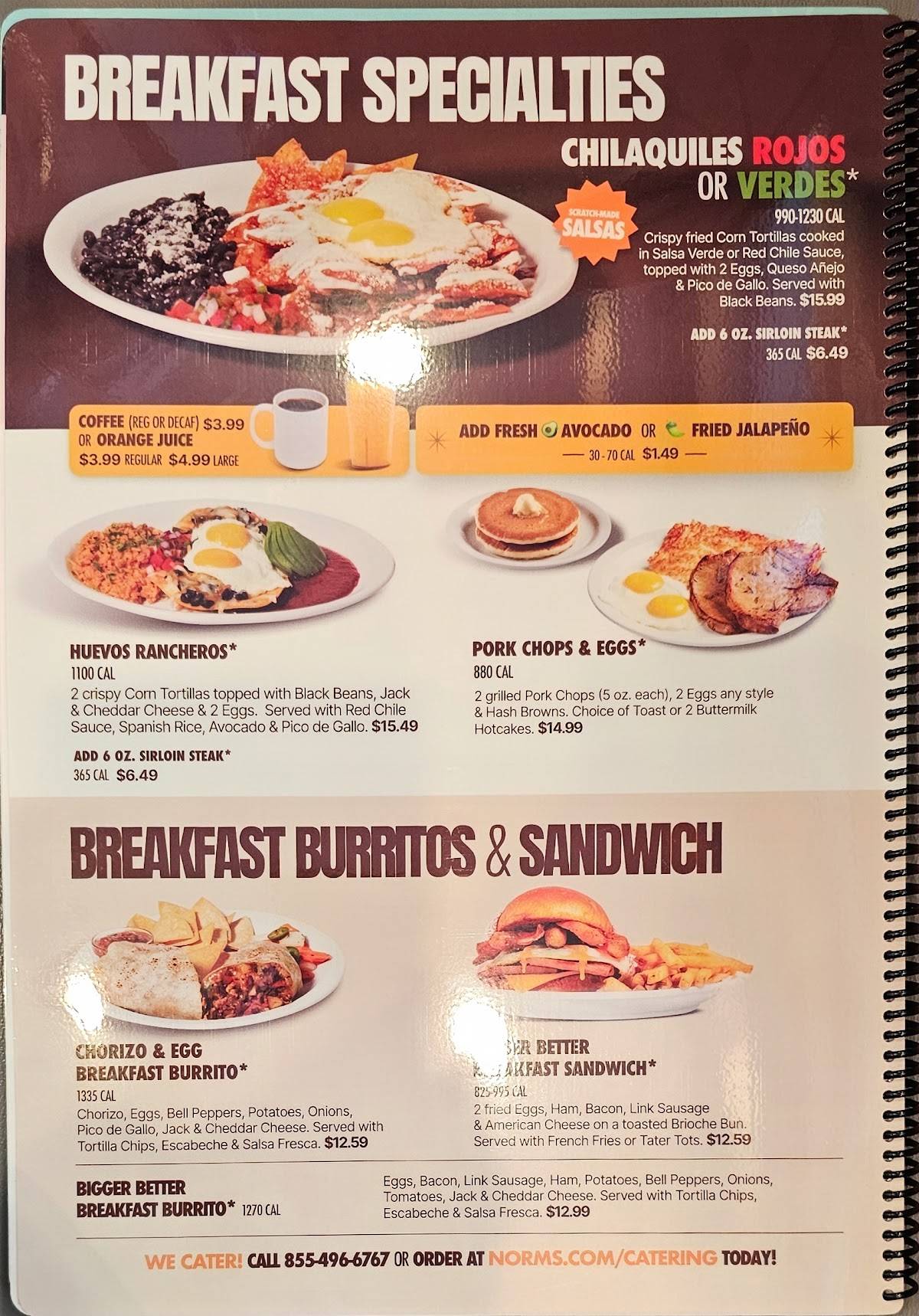 NORMS Restaurant меню