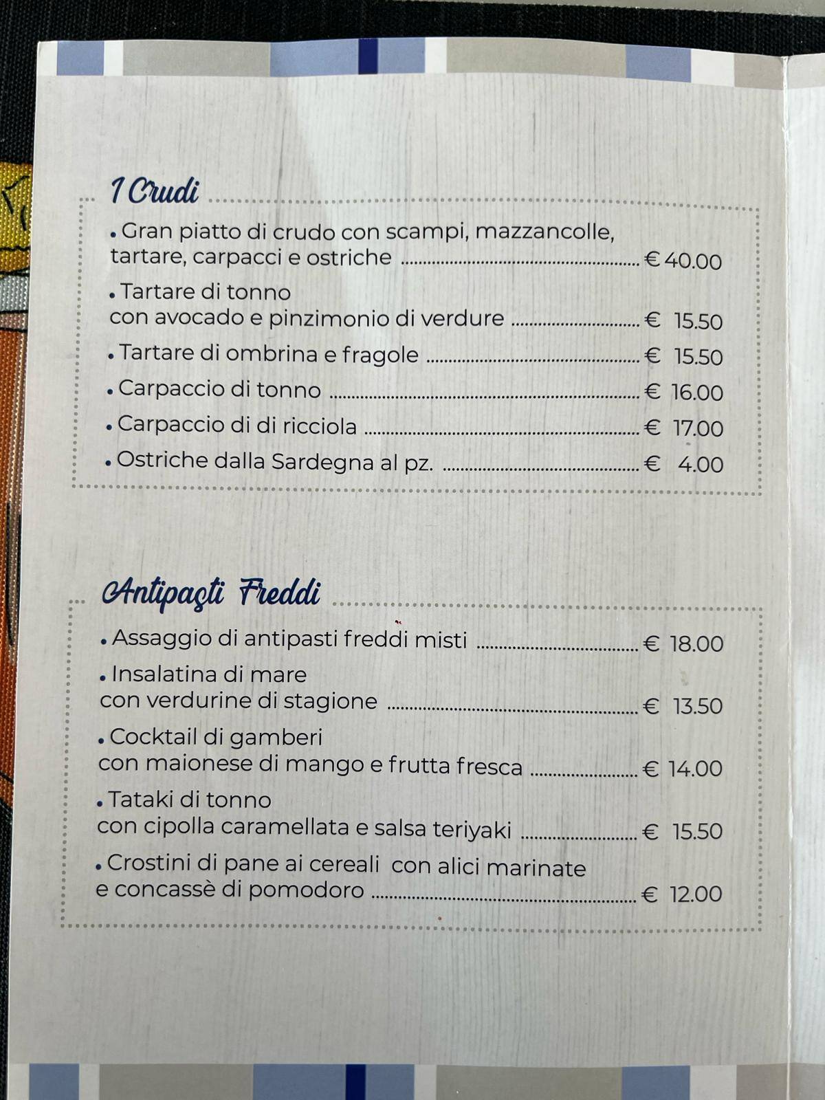 Ristorante Cala 46 Rimini меню
