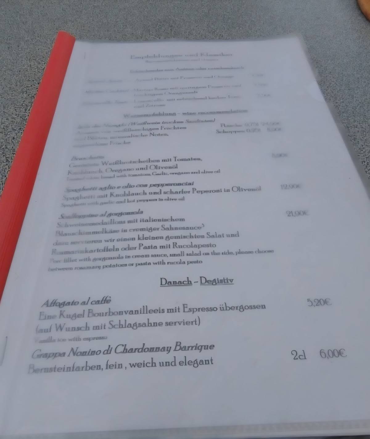 Ristorante La Fontana меню